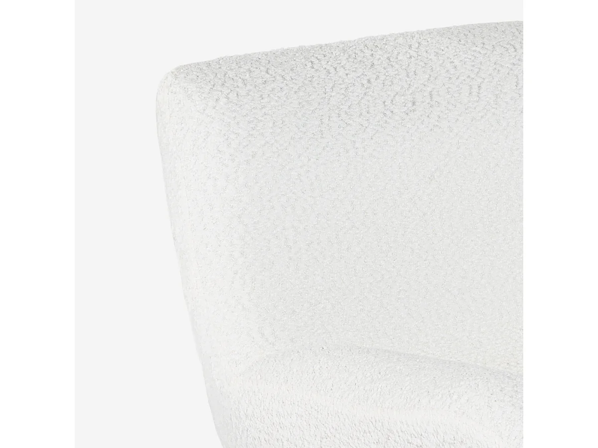 Sillón giratorio ergonómico para salón de tela bouclé con reposapiés Janes - Blanco