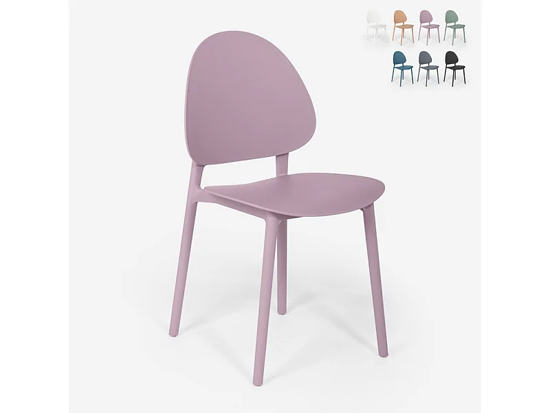 Silla moderna de polipropileno para cocina exterior comedor Gladys - Morado