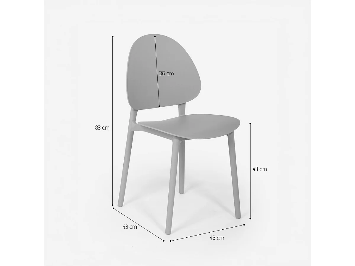 Moderner Stuhl für Küche, Terrasse und Esszimmer aus Polipropylen - Gladys