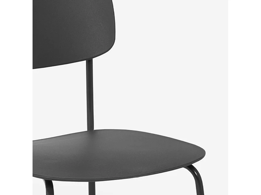 Silla de comedor de polipropileno y metal cocina diseño moderno Josy - Negro