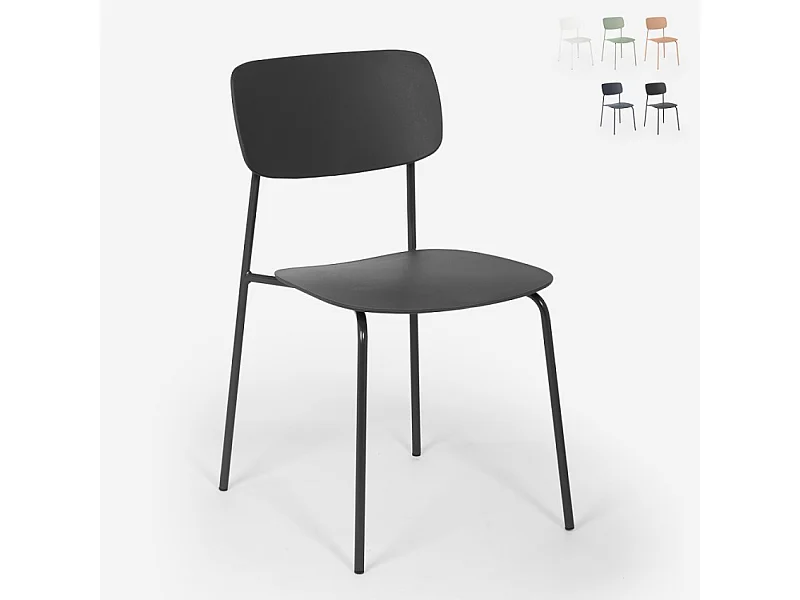 Sedia da pranzo in polipropilene e metallo cucina design moderno Josy - Nero