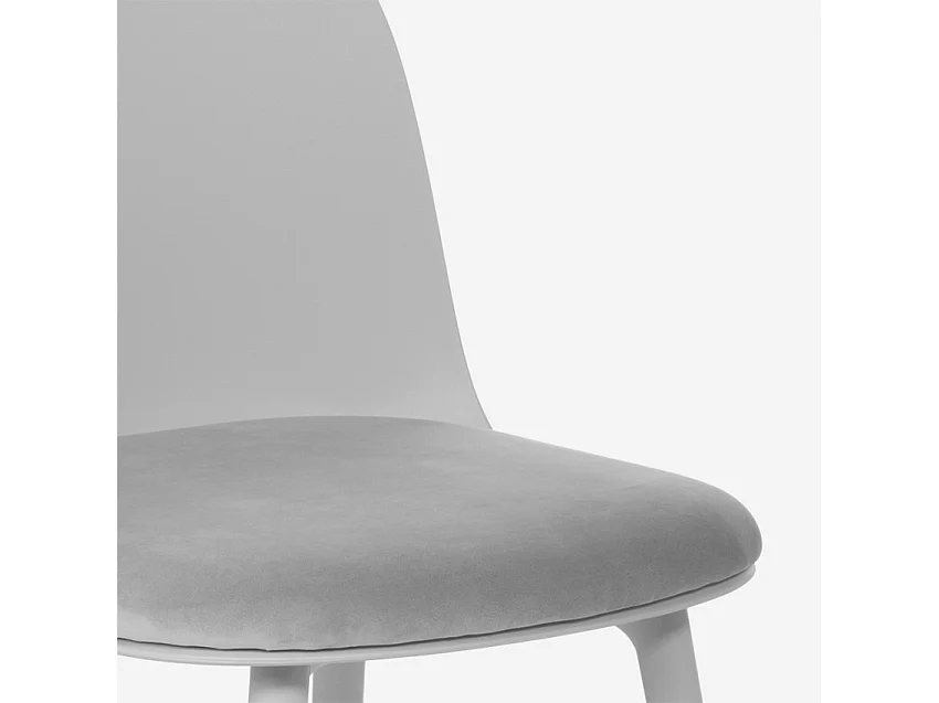 Sedia con cuscino imbottito velluto cucina soggiorno ristorante Florya - Grigio