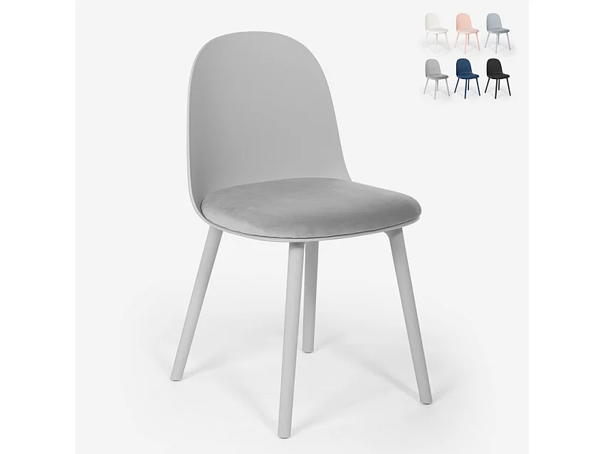 Silla con cojín acolchado de terciopelo cocina sala de estar restaurante Florya - Gris