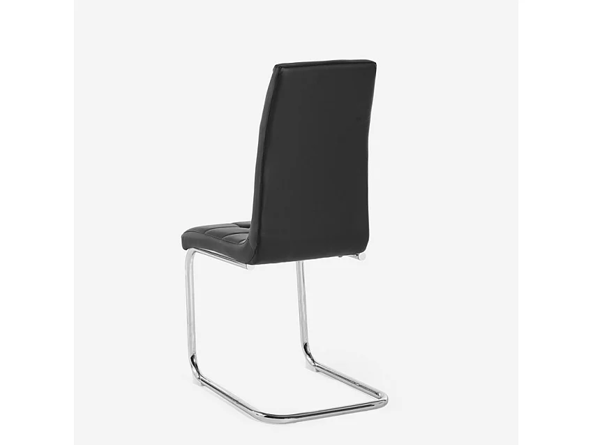 Sedia cucina sala da pranzo similpelle elegante schienale alto Dudak - Nero