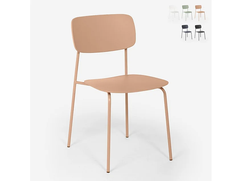 Sedia da pranzo in polipropilene e metallo cucina design moderno Josy - Rosa