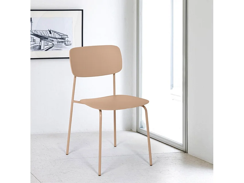 Sedia da pranzo in polipropilene e metallo cucina design moderno Josy - Rosa