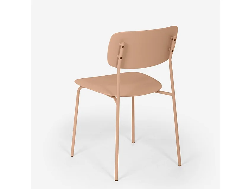 Sedia da pranzo in polipropilene e metallo cucina design moderno Josy - Rosa