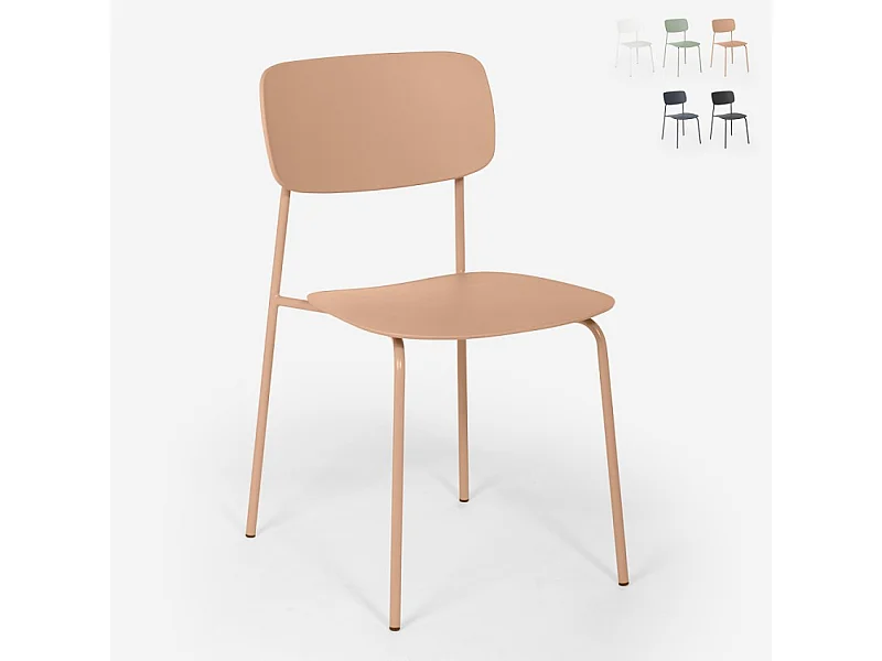 Sedia da pranzo in polipropilene e metallo cucina design moderno Josy - Rosa