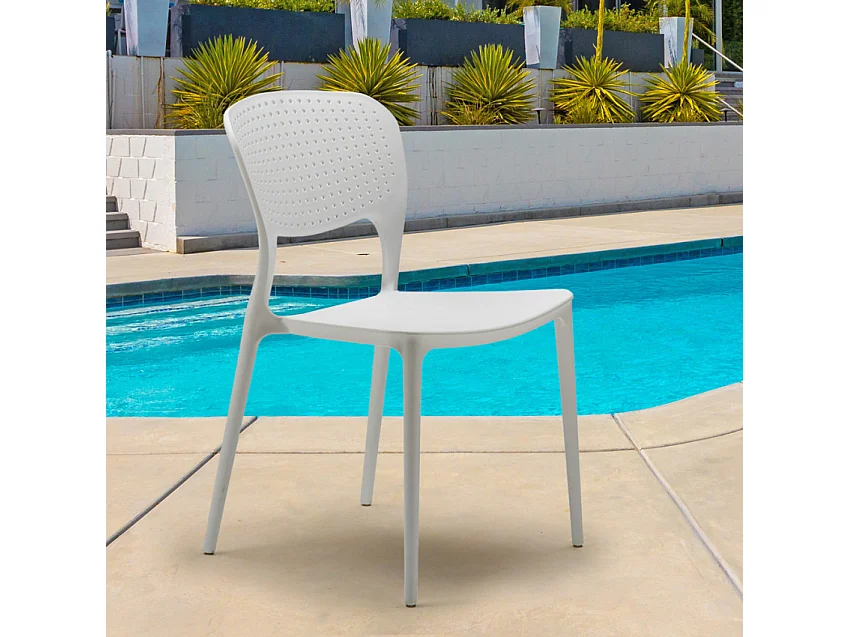 Sedie cucina bar polipropilene impilabile esterno interno Garden Giulietta - Bianco