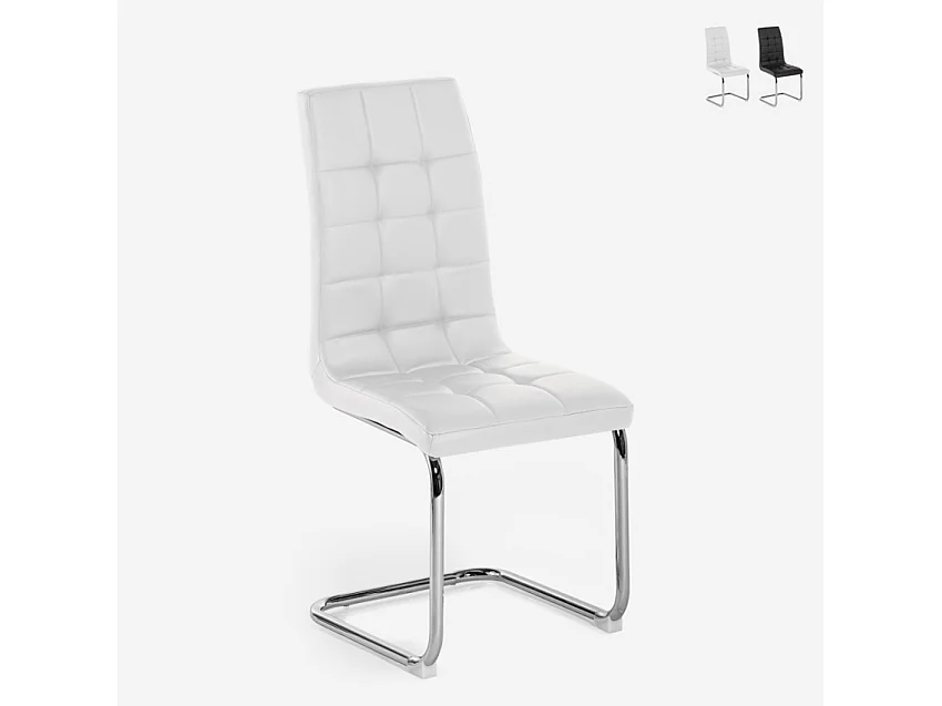 Sedia cucina sala da pranzo similpelle elegante schienale alto Dudak - Bianco