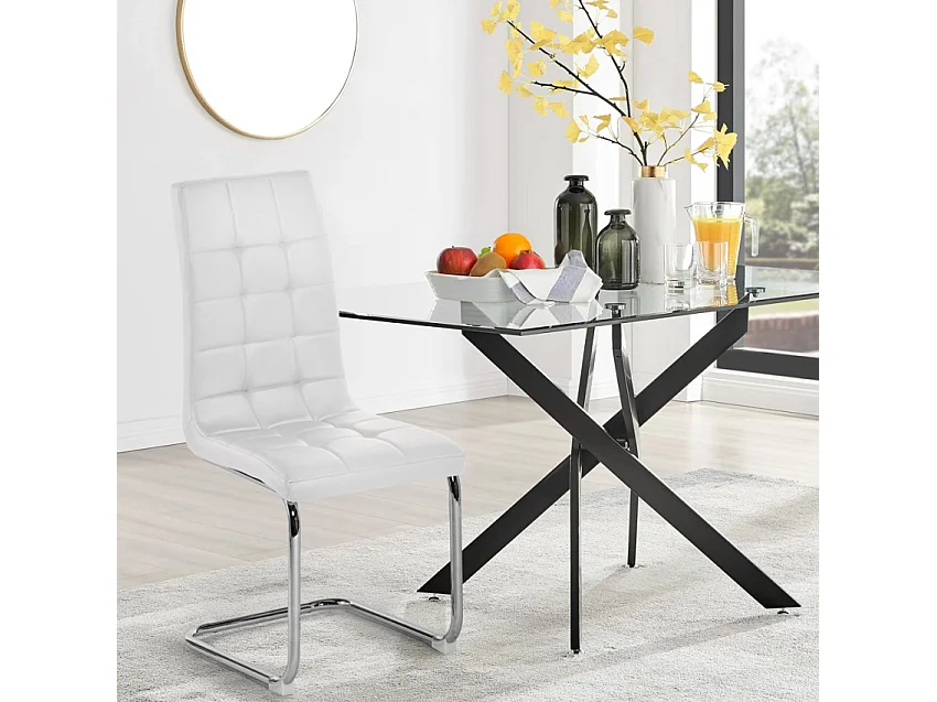 Sedia cucina sala da pranzo similpelle elegante schienale alto Dudak - Bianco