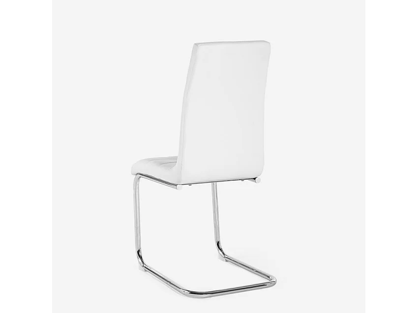 Silla de cocina y comedor elegante de polipiel con respaldo alto Dudak - Blanco