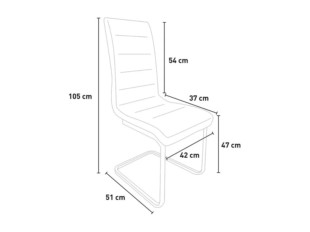 Silla de cocina y comedor elegante de polipiel con respaldo alto Dudak - Blanco