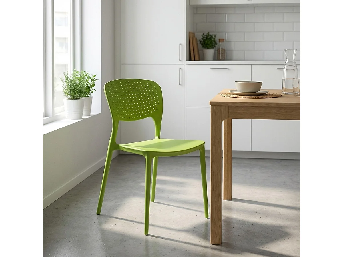 Chaise de cuisine bar café polypropylène empilable intérieur et extérieur Garden Giulietta - Vert