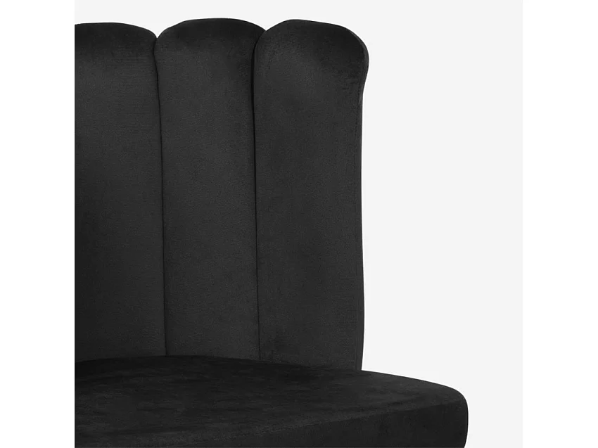 Silla de comedor forma de concha tapizada en terciopelo diseño Shelly - Negro