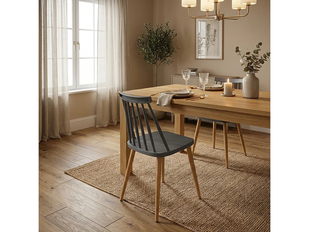 Silla para cocina comedor de polipropileno estilo clásico Toutou - Gris Oscuro