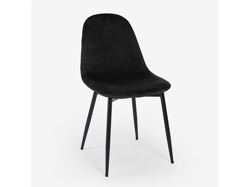 Silla de restaurante de cocina de comedor en terciopelo de diseño moderno Lozan - Negro