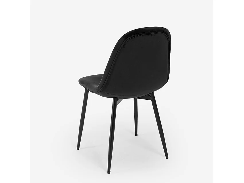 Silla de restaurante de cocina de comedor en terciopelo de diseño moderno Lozan - Negro