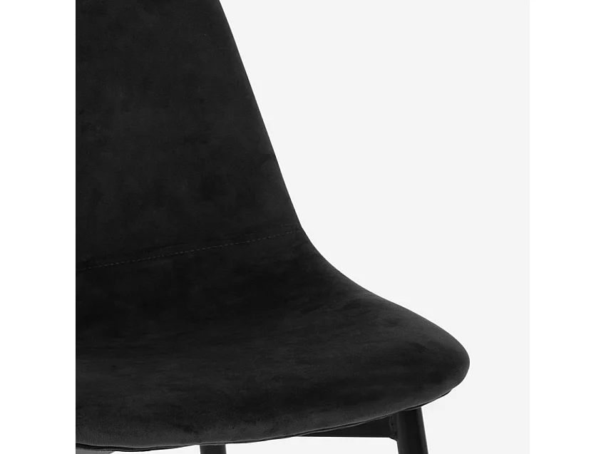 Silla de restaurante de cocina de comedor en terciopelo de diseño moderno Lozan - Negro