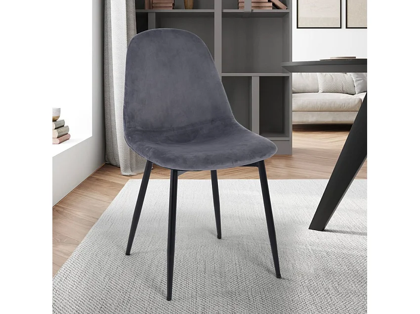 Sedia sala pranzo cucina ristorante in velluto design moderno Lozan - Grigio