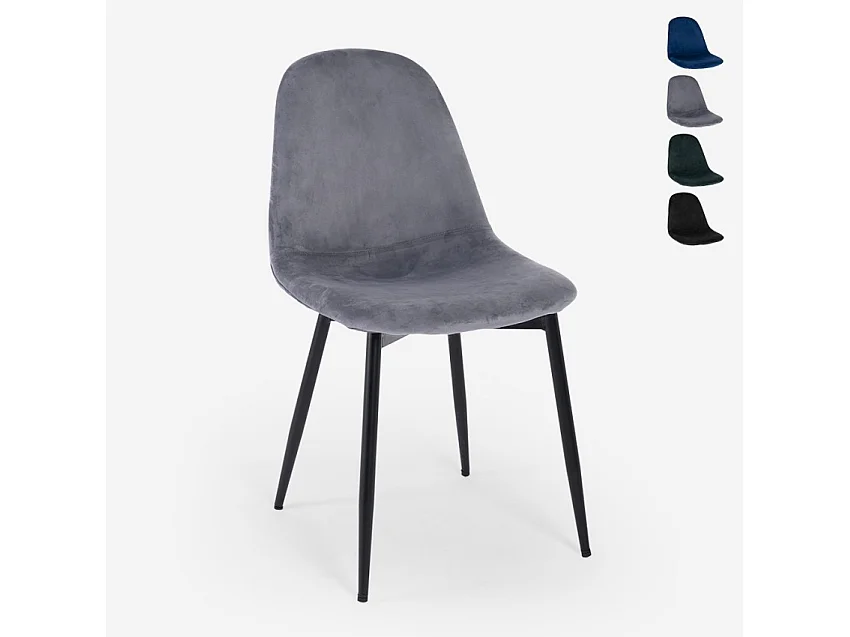 Silla de restaurante de cocina de comedor en terciopelo de diseño moderno Lozan - Gris