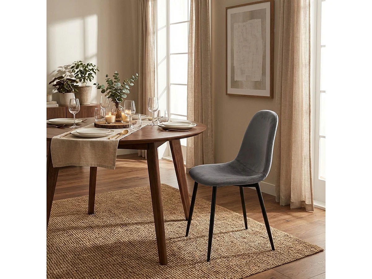 Silla de restaurante de cocina de comedor en terciopelo de diseño moderno Lozan - Gris