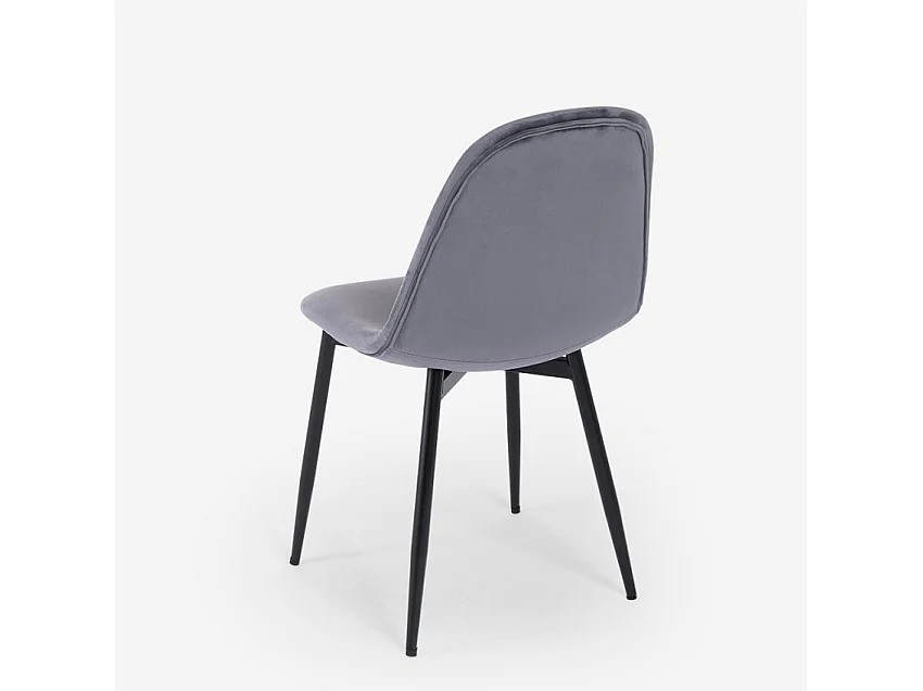 Silla de restaurante de cocina de comedor en terciopelo de diseño moderno Lozan - Gris