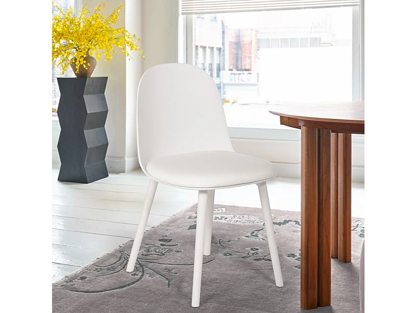 Sedia con cuscino imbottito velluto cucina soggiorno ristorante Florya - Bianco