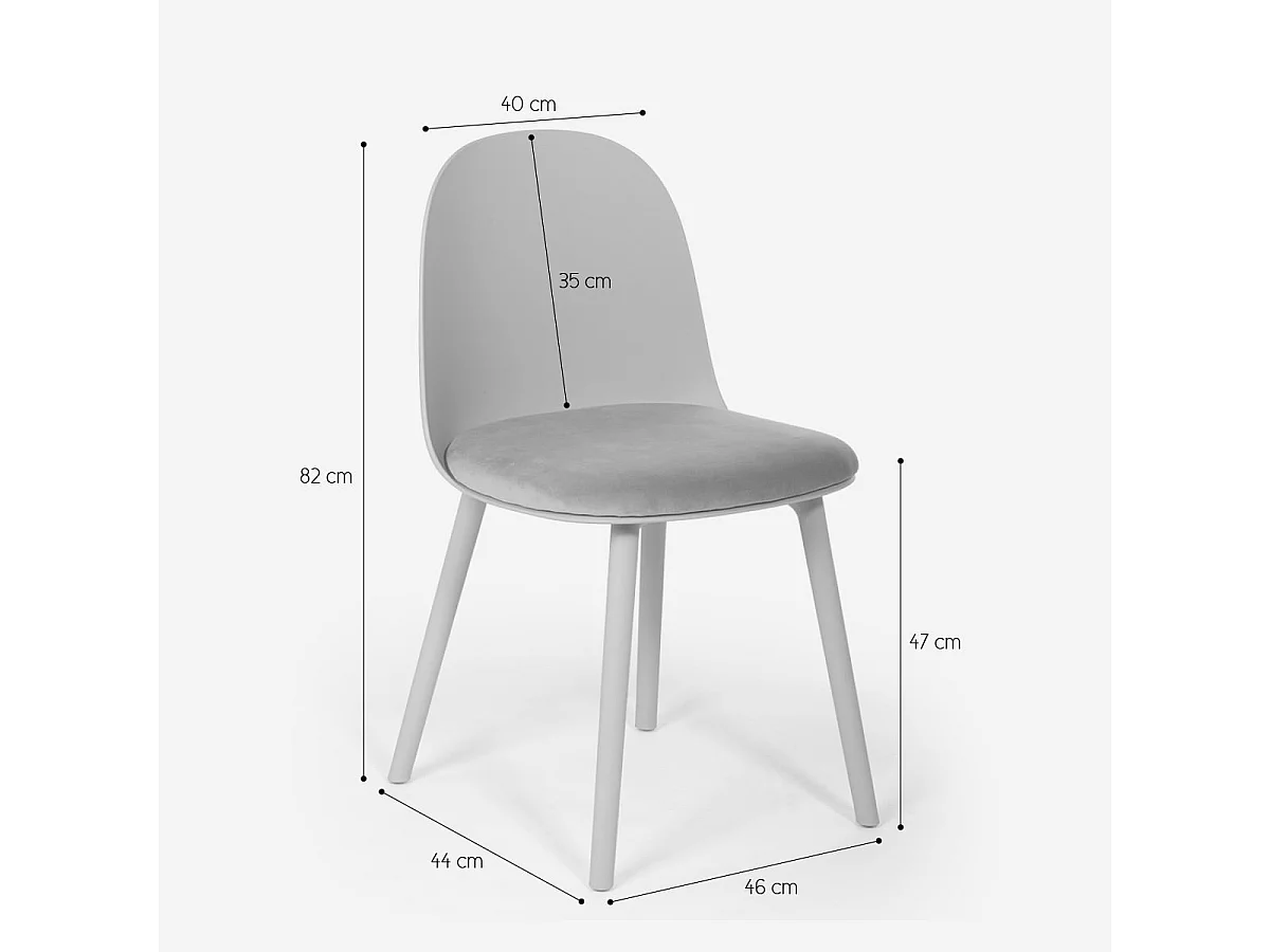 Silla con cojín acolchado de terciopelo cocina sala de estar restaurante Florya - Blanco