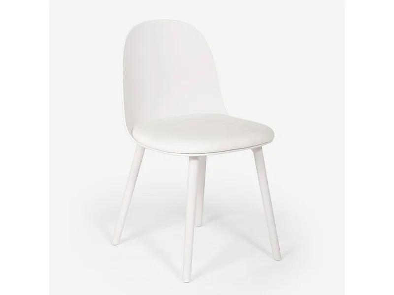Chaise de cuisine salon et restaurant avec coussin rembourré en velours Florya - Blanc
