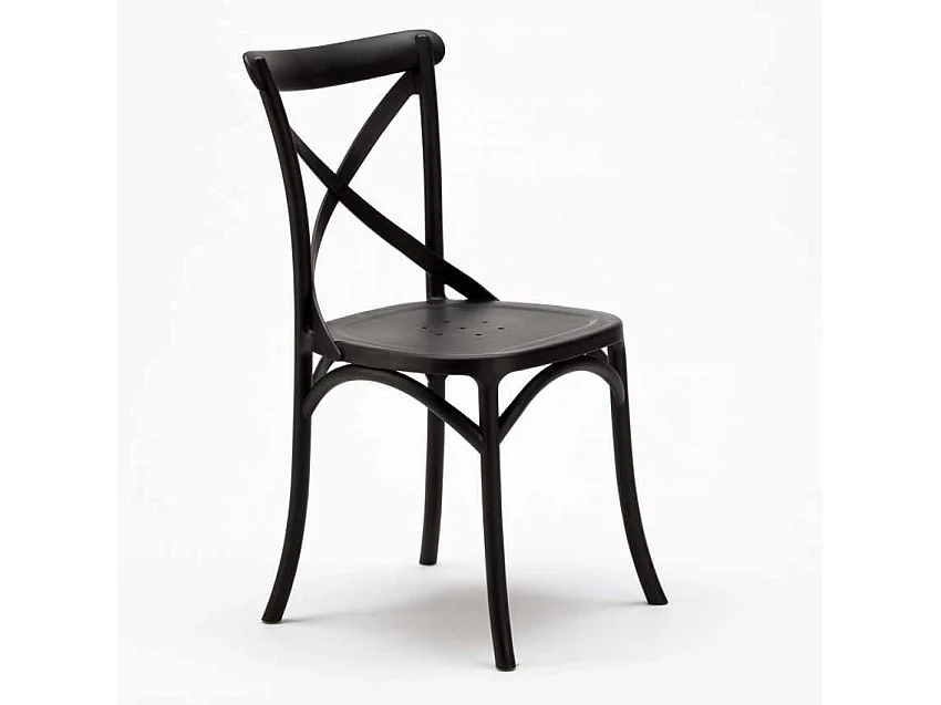 Chaise de cuisine bar et restaurant en polypropylène Vintage Paesana Cross design - Noir