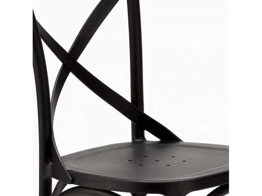 Chaise de cuisine bar et restaurant en polypropylène Vintage Paesana Cross design - Noir