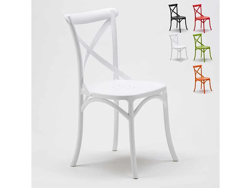 Sedie cucina bar in polipropilene Vintage Paesana Cross design - Bianco