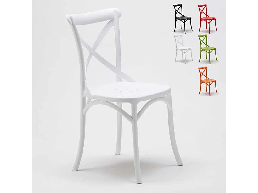 Sedie cucina bar in polipropilene Vintage Paesana Cross design - Bianco