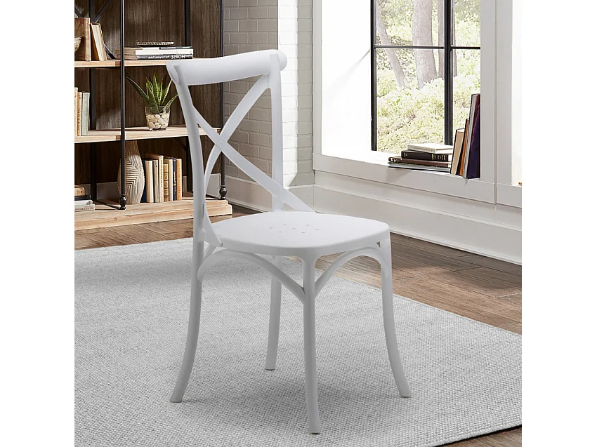 Silla de la cocina polipropileno Vintage Paesana Diseño Cruz - Blanco