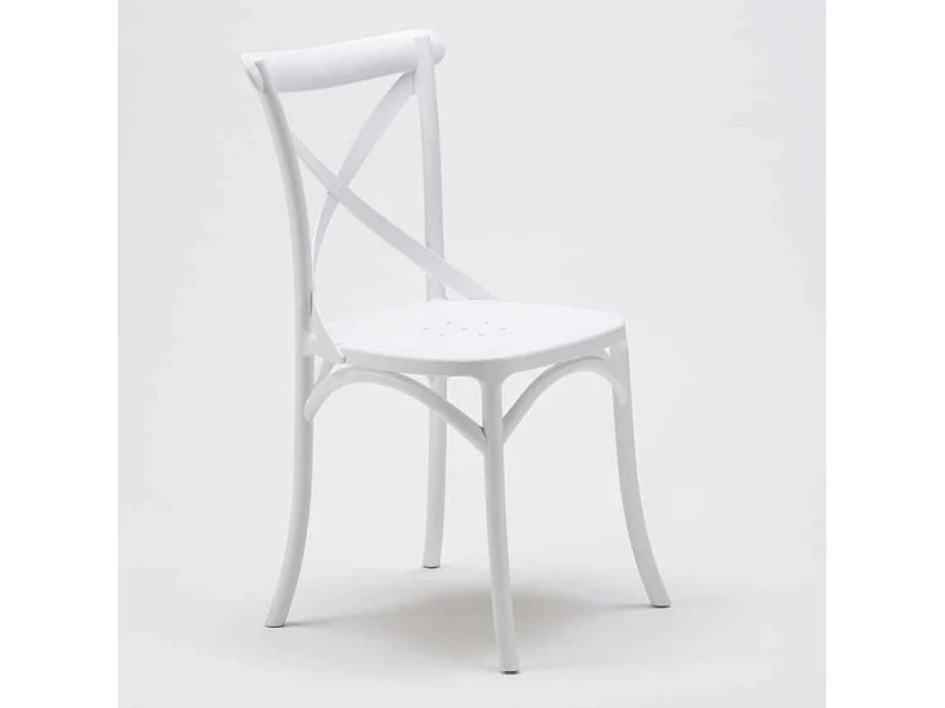 Silla de la cocina polipropileno Vintage Paesana Diseño Cruz - Blanco