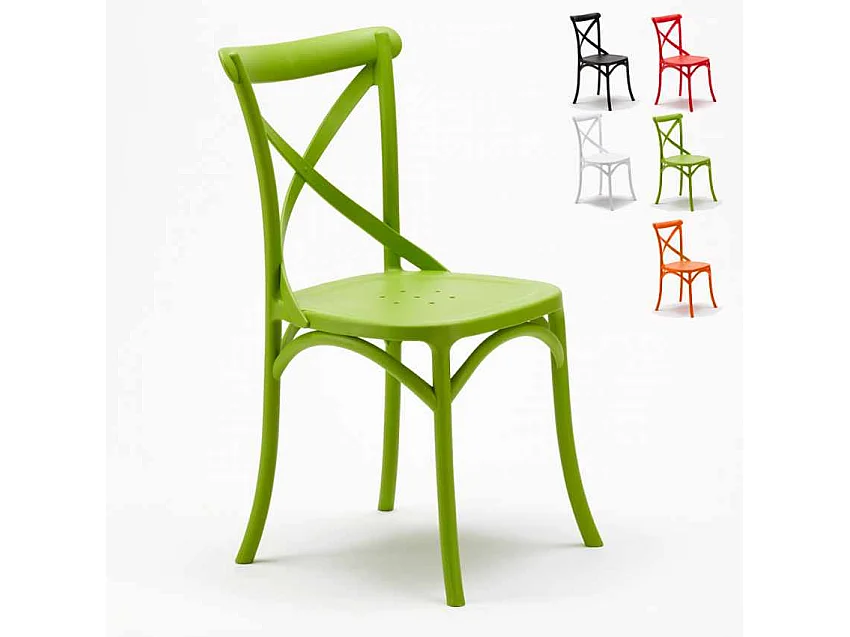 Sedie cucina bar in polipropilene Vintage Paesana Cross design - Verde 2