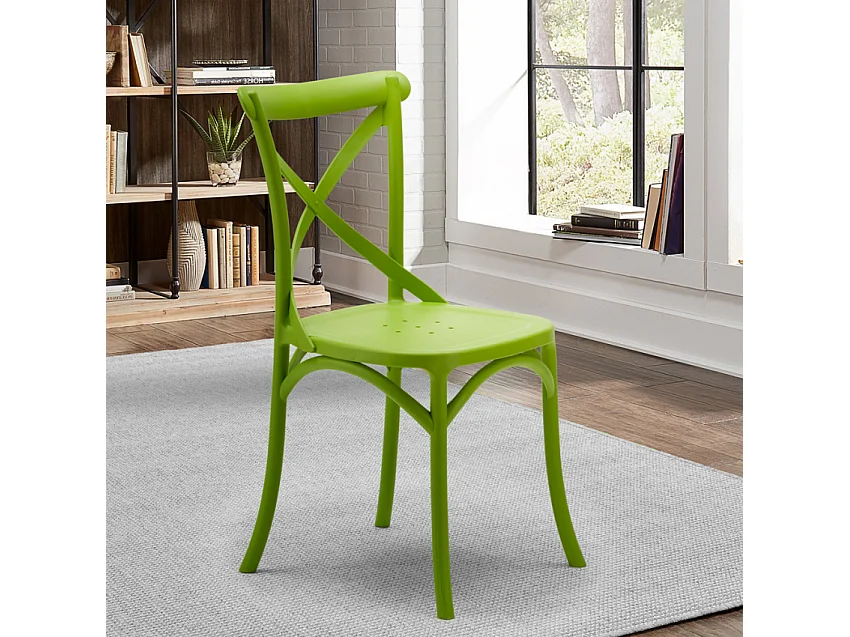 Sedie cucina bar in polipropilene Vintage Paesana Cross design - Verde 2
