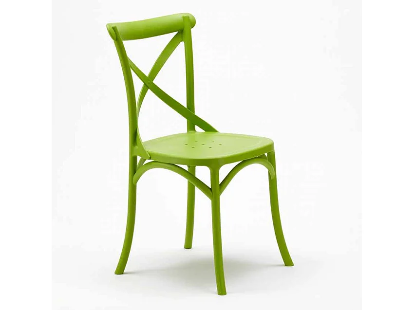 Chaise de cuisine bar et restaurant en polypropylène Vintage Paesana Cross design - Vert