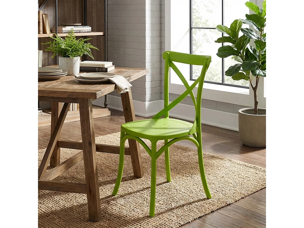 Chaise de cuisine bar et restaurant en polypropylène Vintage Paesana Cross design - Vert