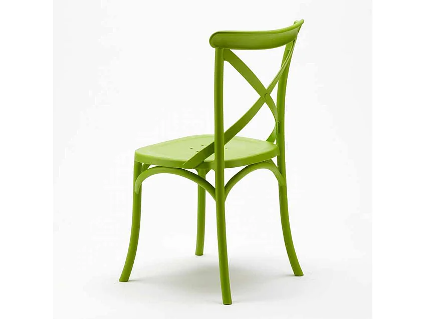 Chaise de cuisine bar et restaurant en polypropylène Vintage Paesana Cross design - Vert
