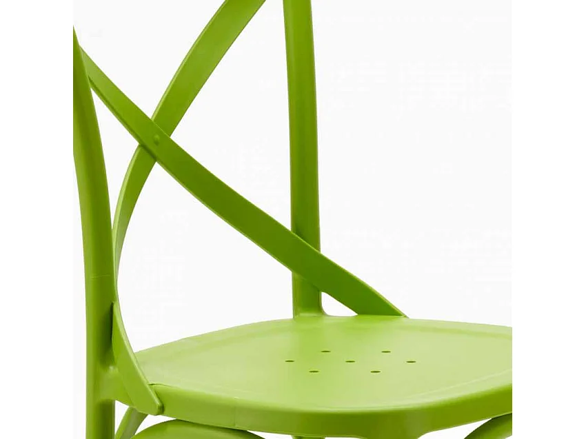 Chaise de cuisine bar et restaurant en polypropylène Vintage Paesana Cross design - Vert