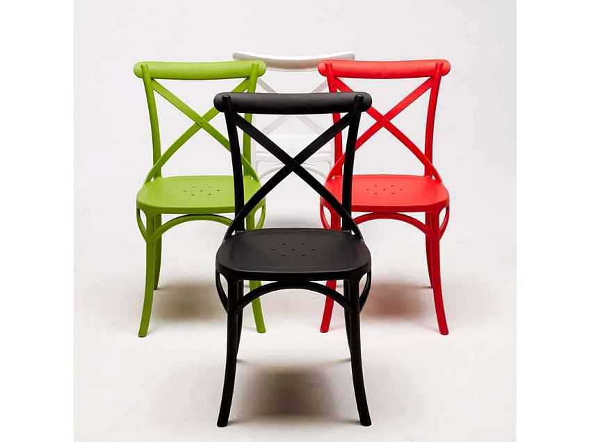 Chaise de cuisine bar et restaurant en polypropylène Vintage Paesana Cross design - Vert