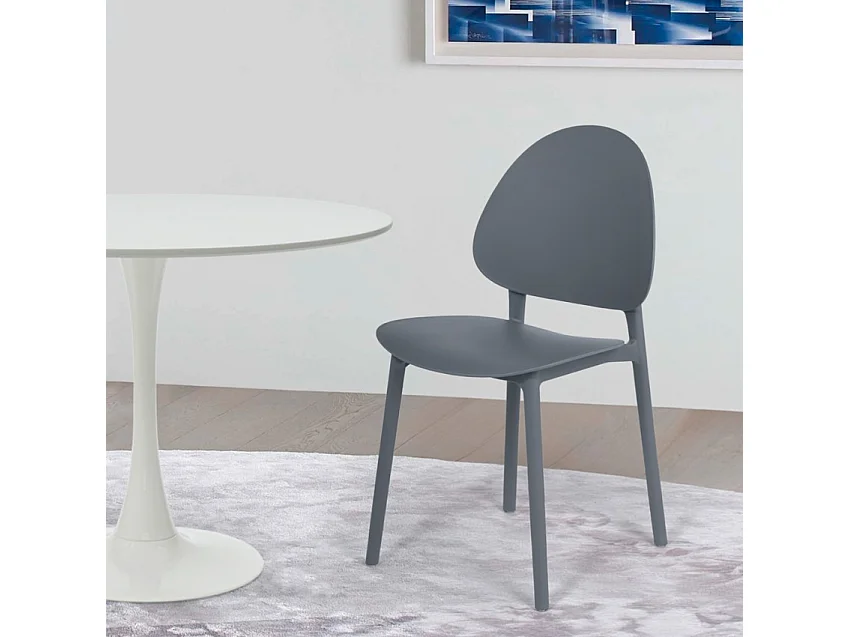 Chaise de cuisine salon et jardin moderne en polypropylène Gladys - Gris foncé