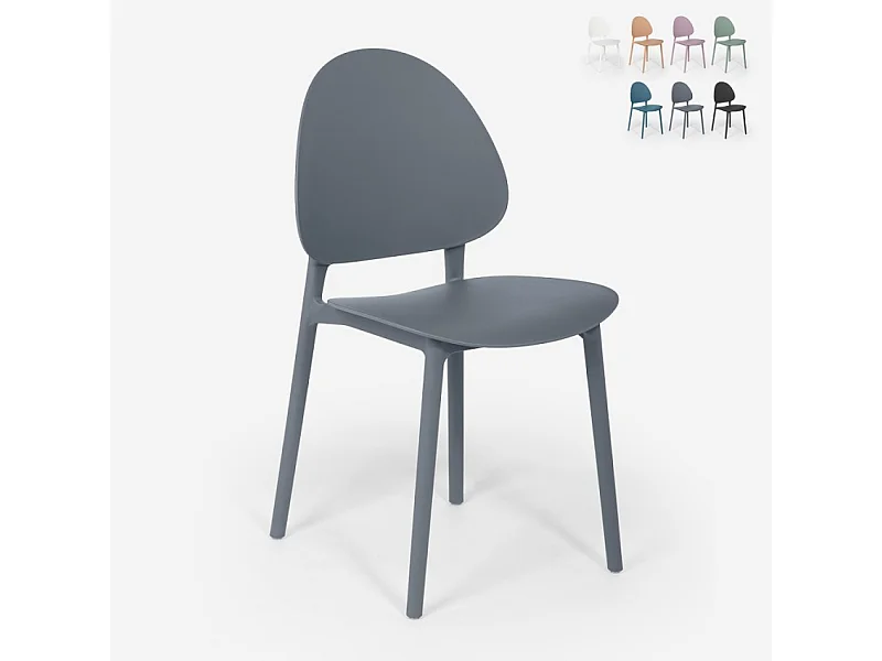 Silla moderna de polipropileno para cocina exterior comedor Gladys - Gris Oscuro