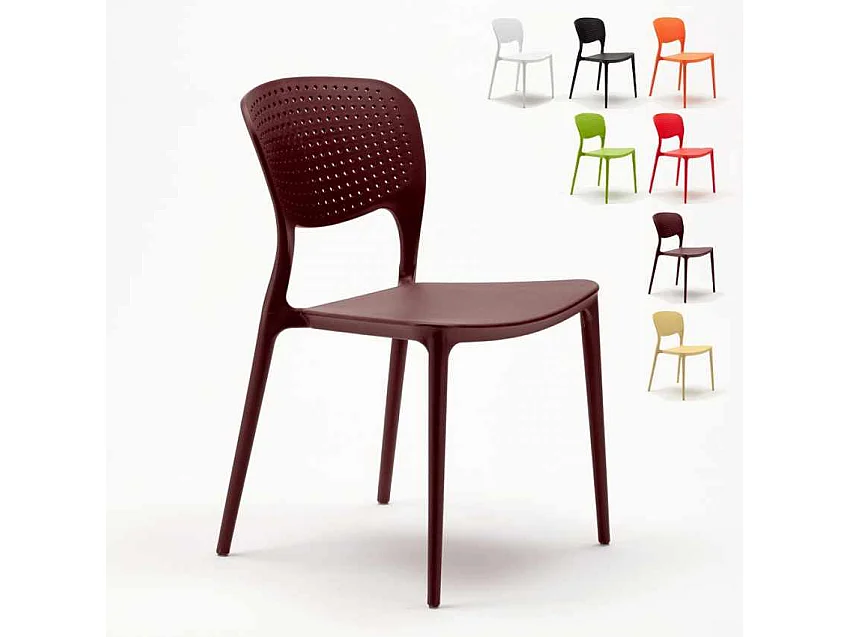 Silla cocina bar polipropileno apilable exterior interior Garden Giulietta - Marrón