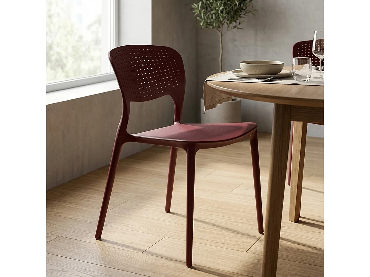 Silla cocina bar polipropileno apilable exterior interior Garden Giulietta - Marrón