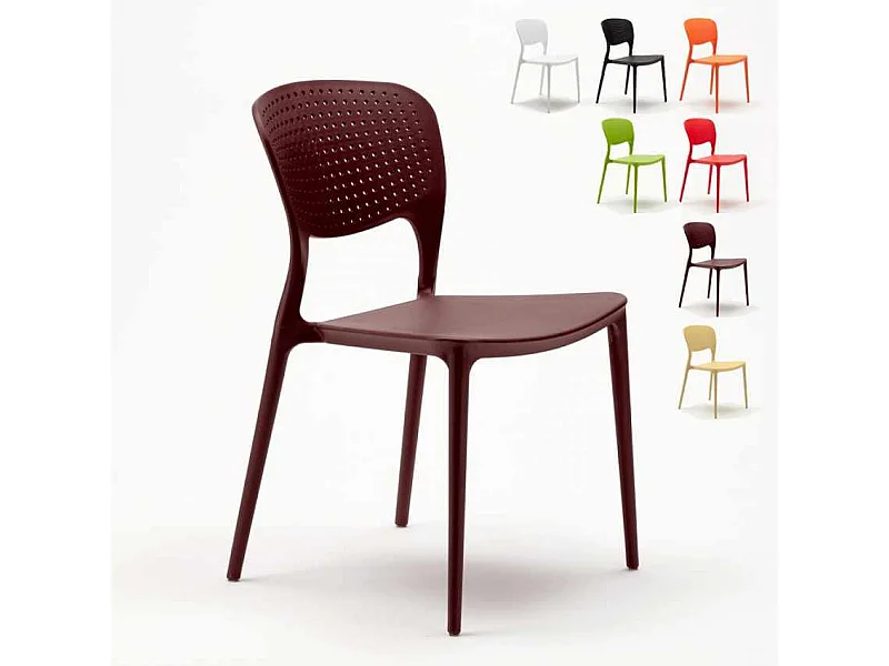 Silla cocina bar polipropileno apilable exterior interior Garden Giulietta - Marrón
