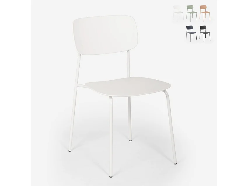 Sedia da pranzo in polipropilene e metallo cucina design moderno Josy - Bianco