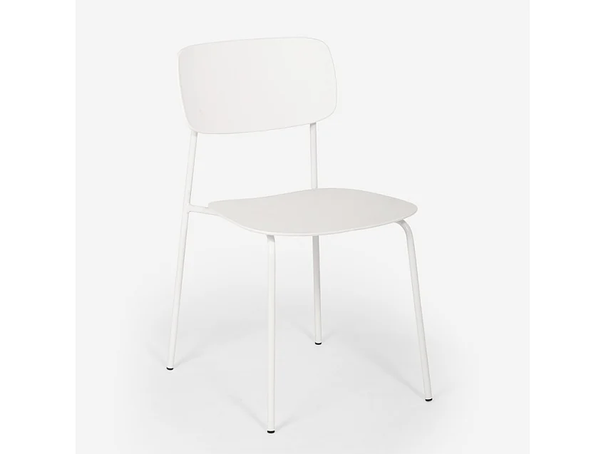 Silla de comedor de polipropileno y metal cocina diseño moderno Josy - Blanco